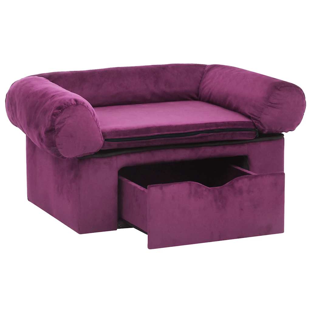 Pohovka pro psy se zásuvkou vínová 75 x 50 x 38 cm plyš