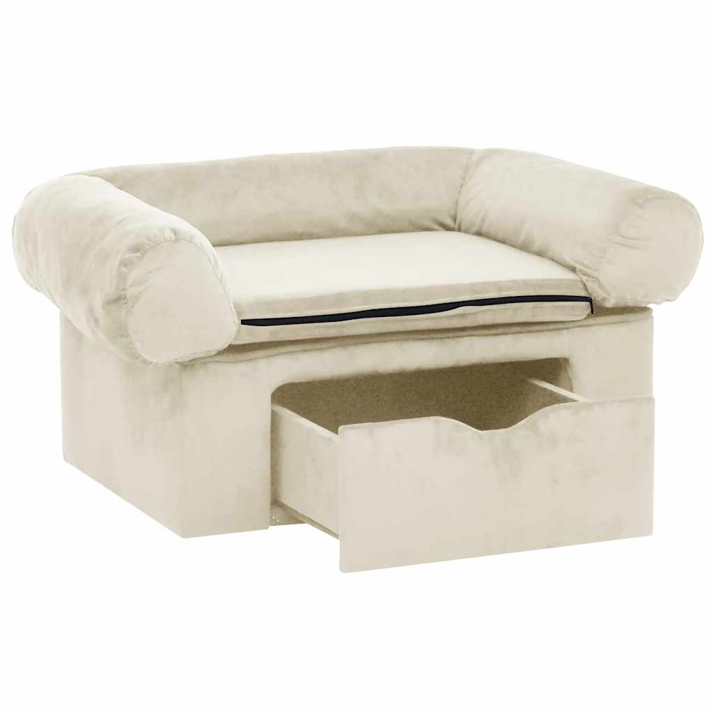 Pohovka pro psy se zásuvkou krémová 75 x 50 x 38 cm plyš