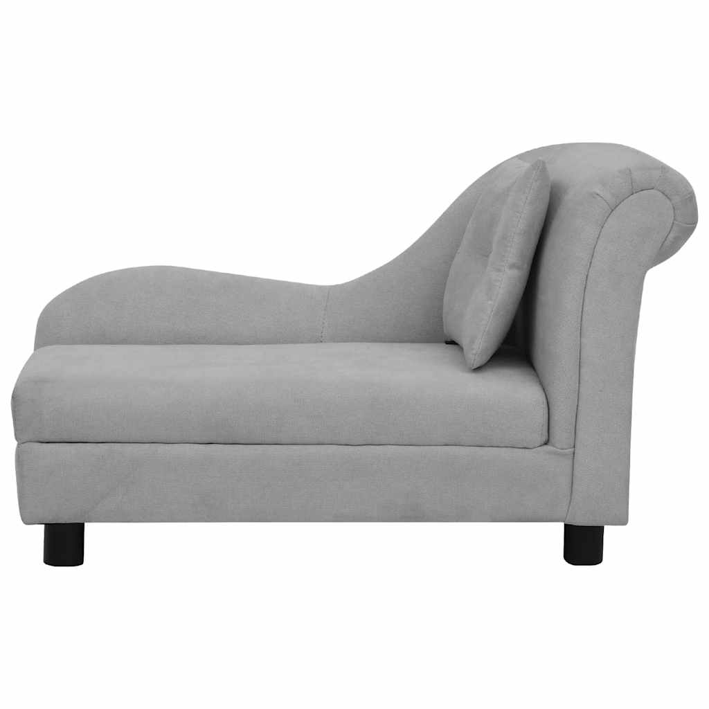Pohovka pro psy s polštářem šedá 83 x 44 x 44 cm plyš