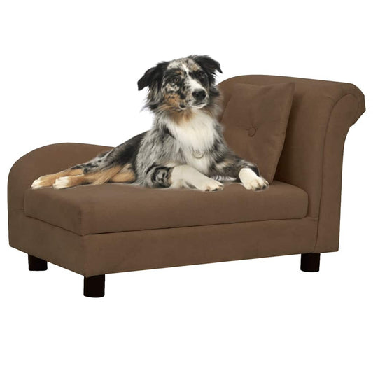 Pohovka pro psy s polštářem hnědá 83 x 44 x 44 cm plyš
