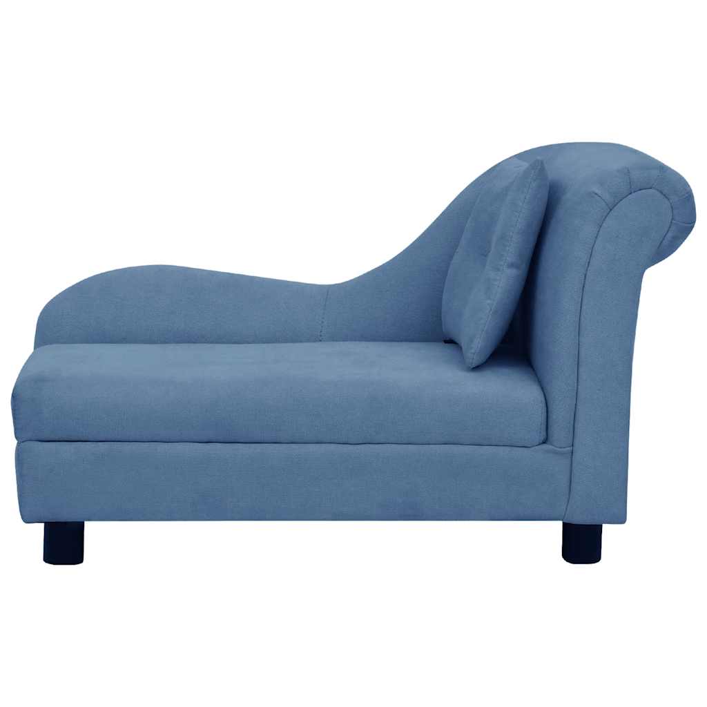 Pohovka pro psy s polštářem modrá 83 x 44 x 44 cm plyš
