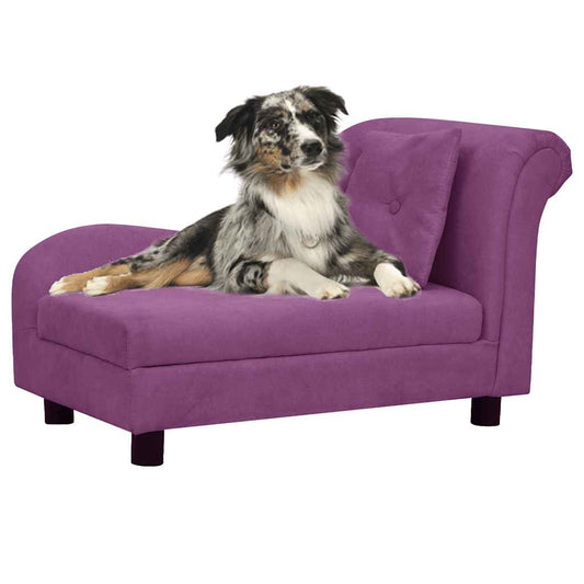 Pohovka pro psy s polštářem vínová 83 x 44 x 44 cm plyš