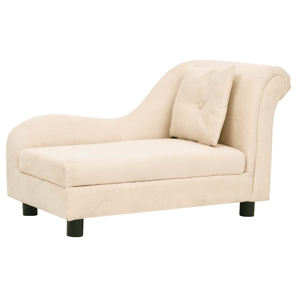 Pohovka pro psy s polštářem krémová 83 x 44 x 44 cm plyš