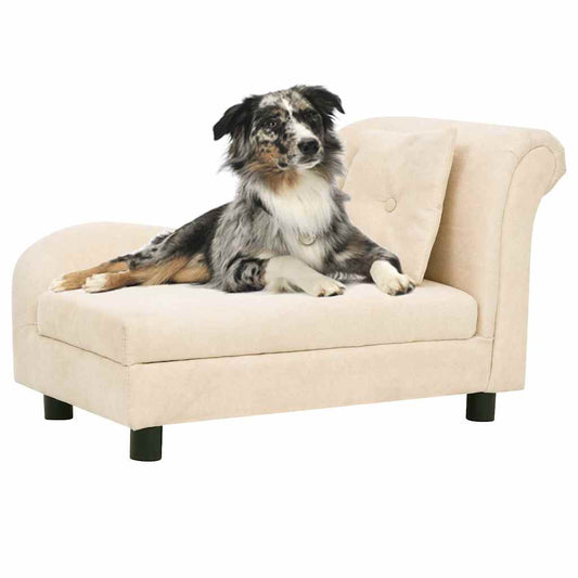 Pohovka pro psy s polštářem krémová 83 x 44 x 44 cm plyš