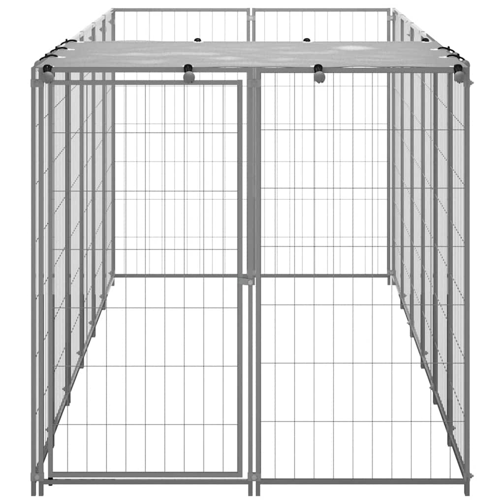 Psí kotec stříbrný 330 x 110 x 110 cm ocel
