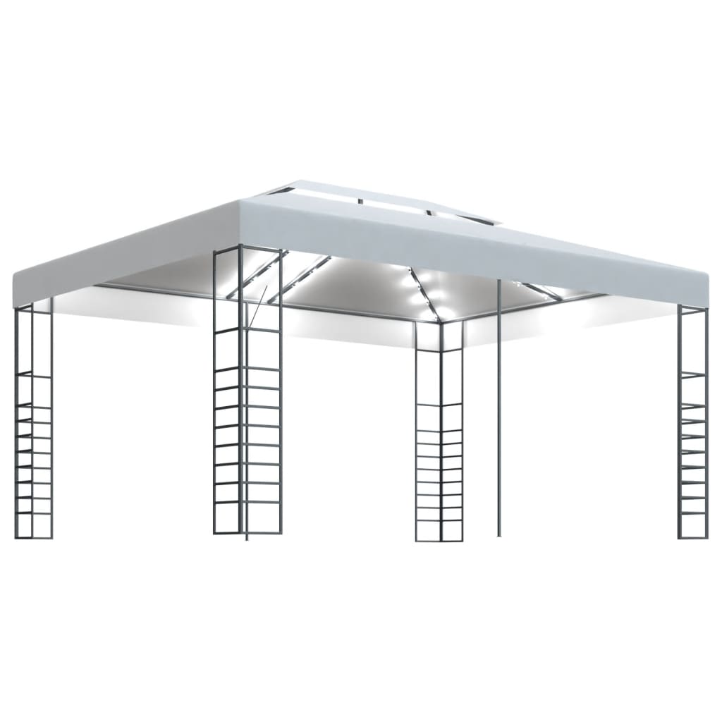 Altán se světelnými LED řetězy 4 x 3 x 2,7 m bílý