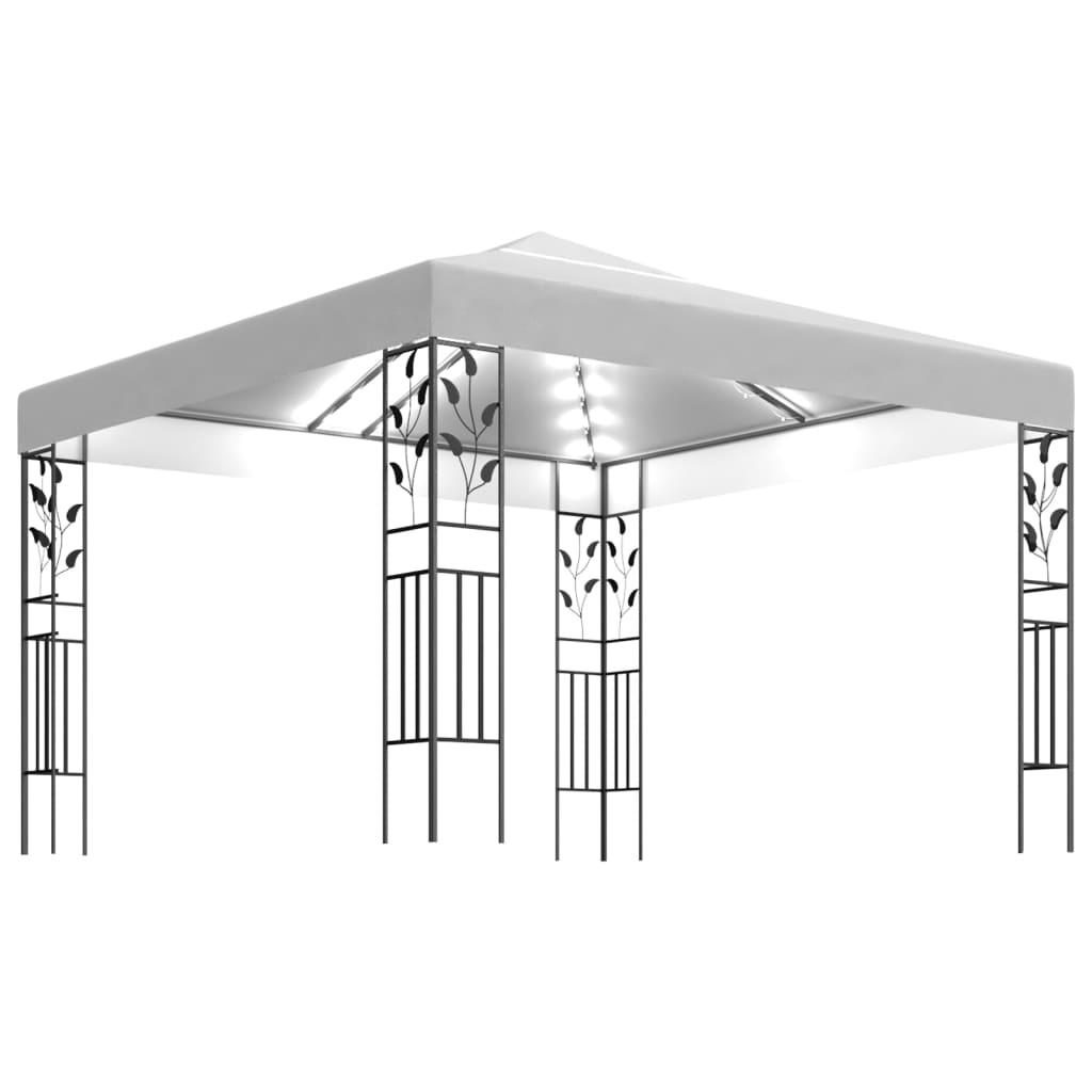 Altán se světelnými LED řetězy 3 x 3 m bílý