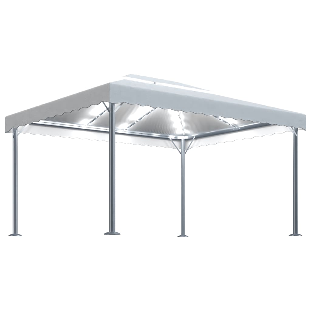 Altán se světelnými LED řetězy 400 x 300 cm krémový hliník