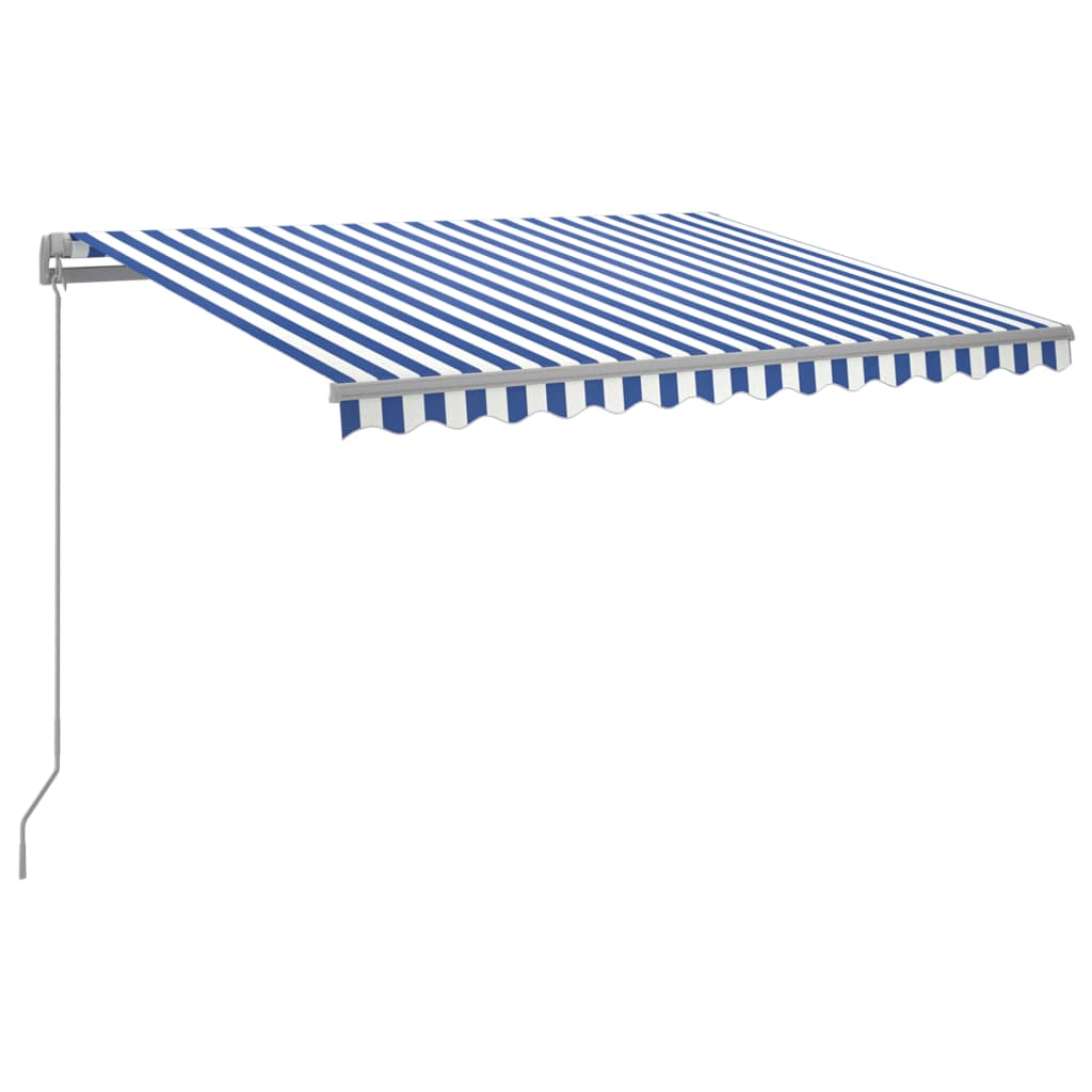Ručně zatahovací markýza s LED světlem 300 x 250 cm modrobílá
