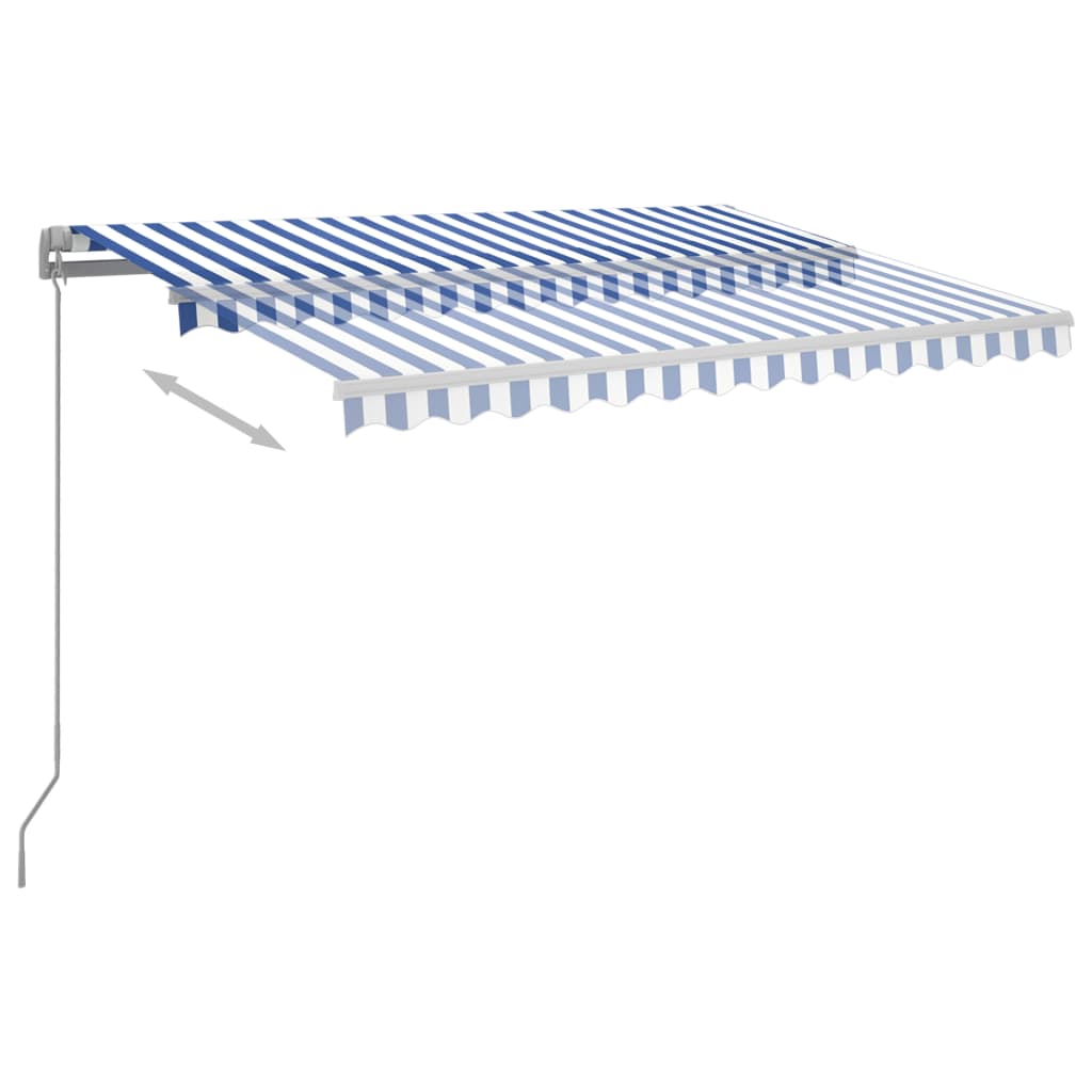Ručně zatahovací markýza s LED světlem 300 x 250 cm modrobílá