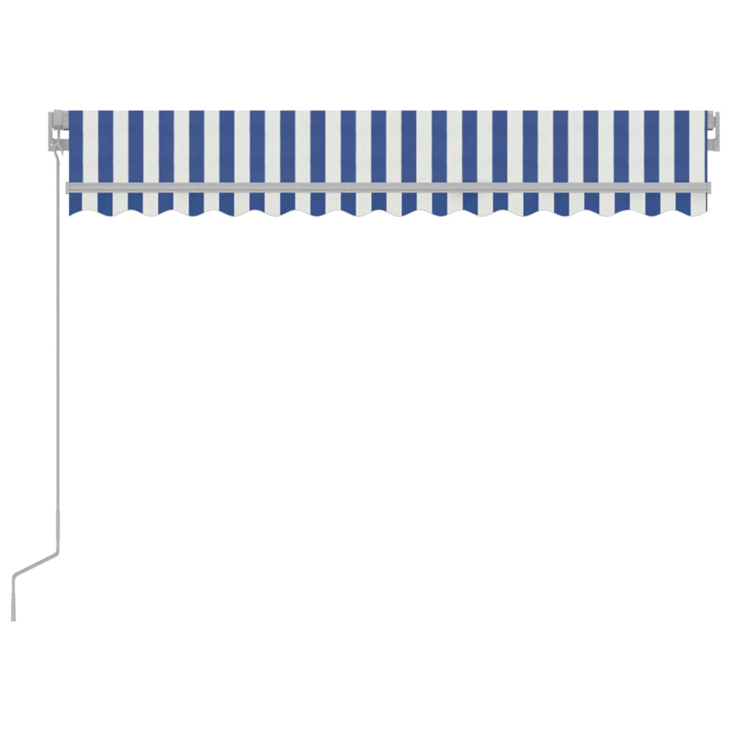 Ručně zatahovací markýza s LED světlem 300 x 250 cm modrobílá