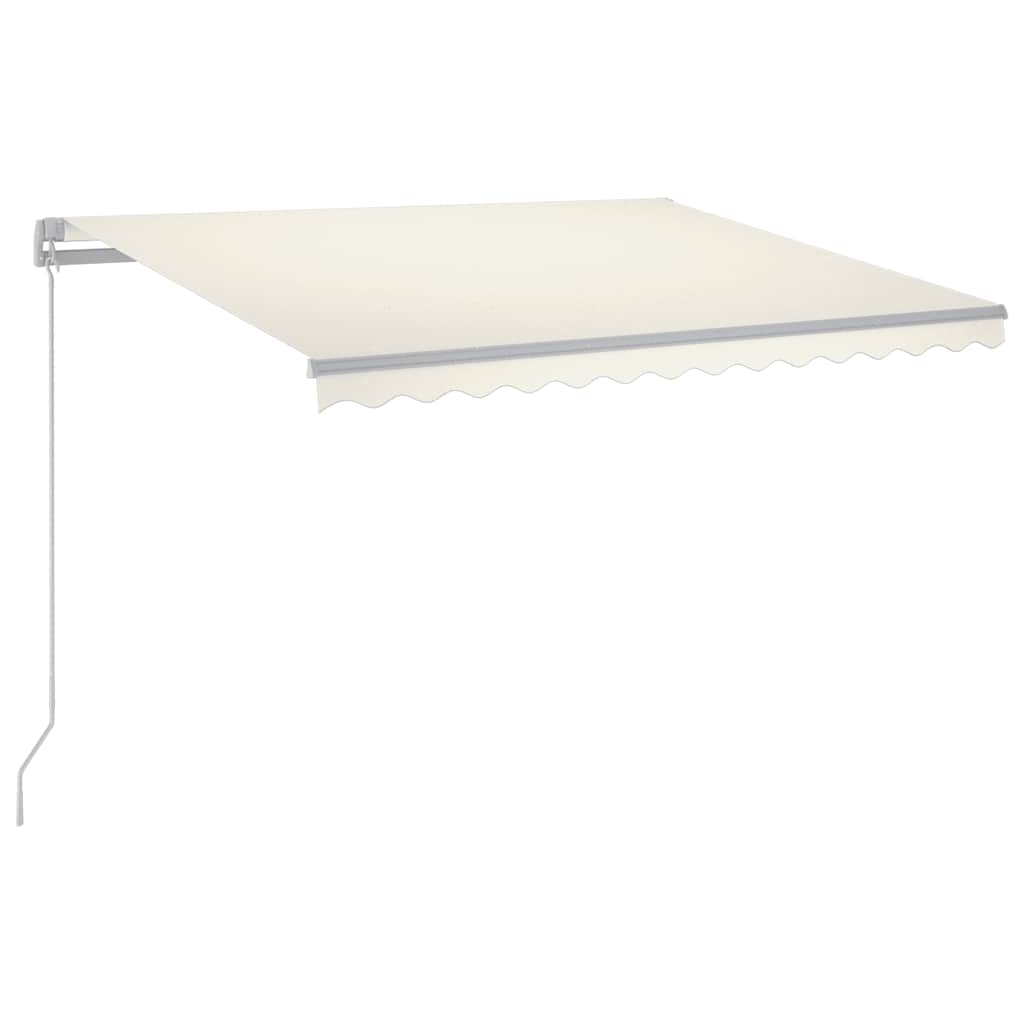 Ručně zatahovací markýza s LED světlem 300 x 250 cm krémová