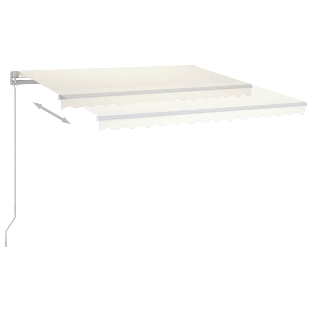 Ručně zatahovací markýza s LED světlem 300 x 250 cm krémová
