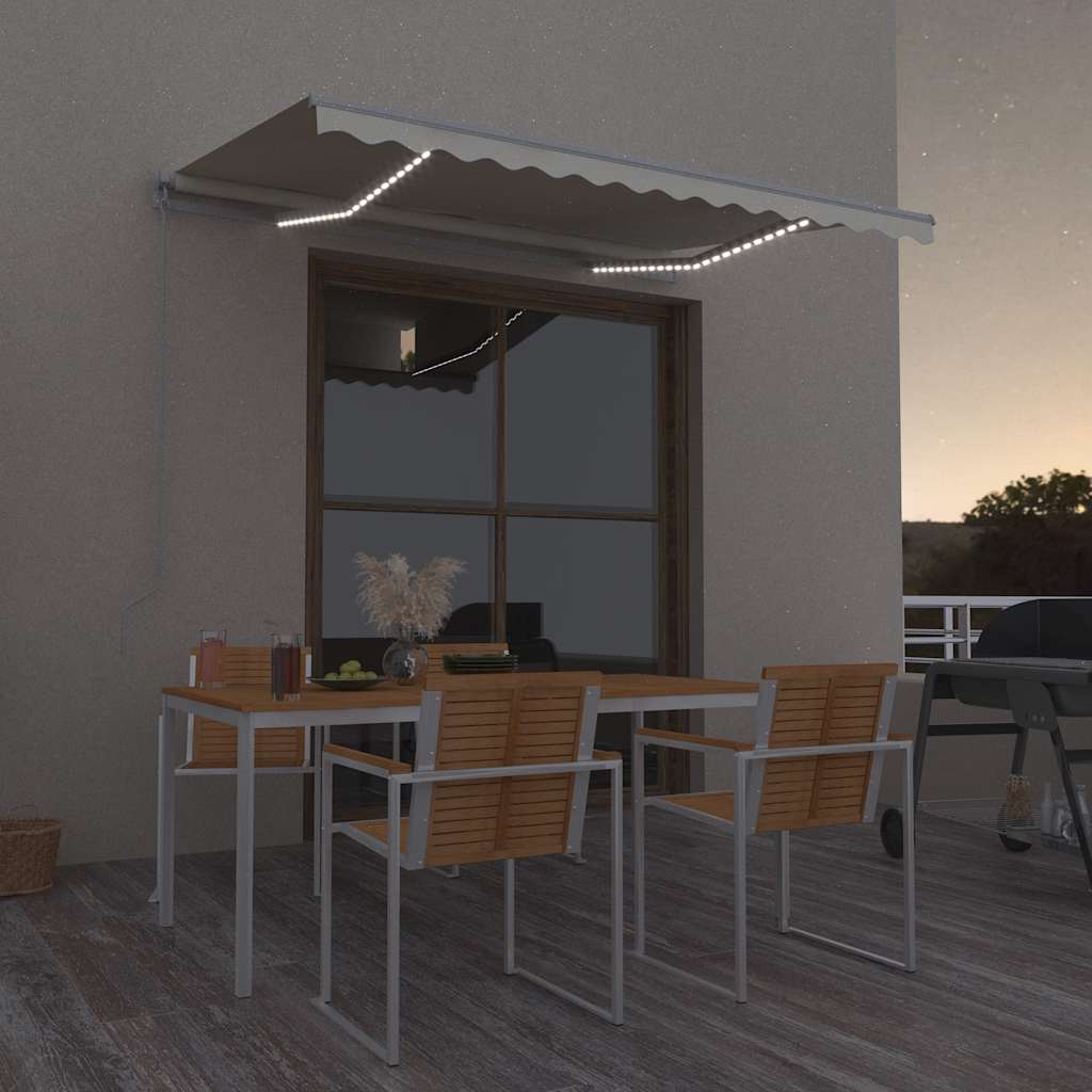 Ručně zatahovací markýza s LED světlem 300 x 250 cm krémová