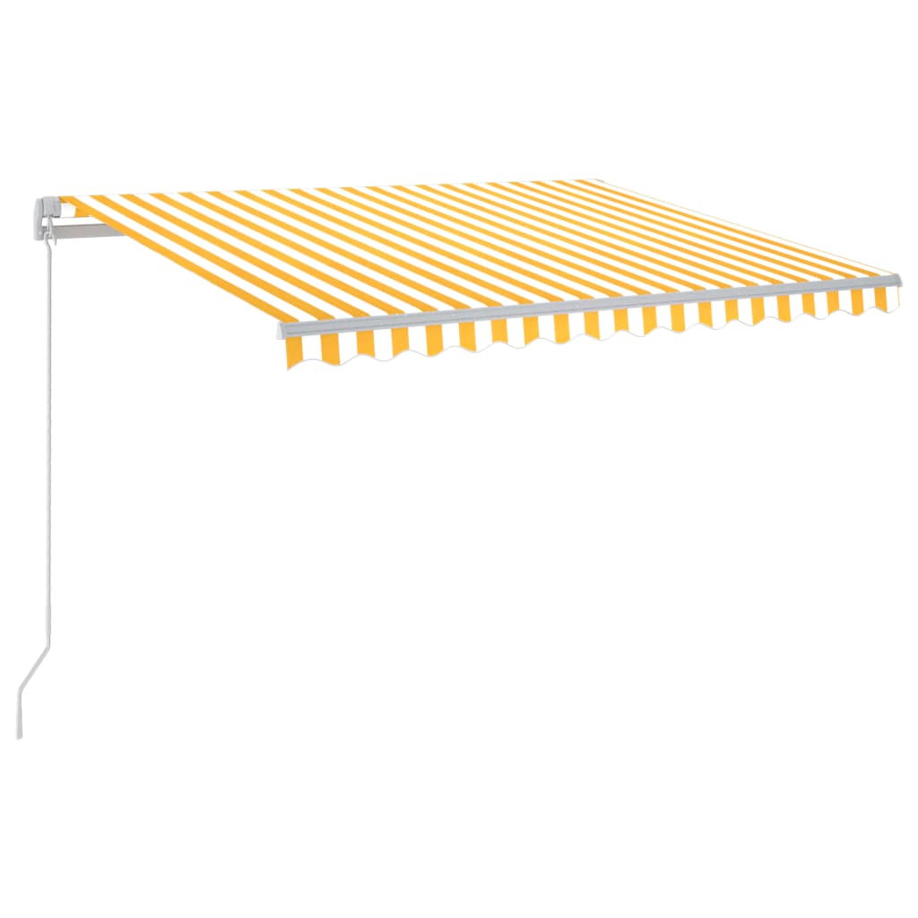 Ručně zatahovací markýza s LED světlem 300 x 250 cm žlutobílá
