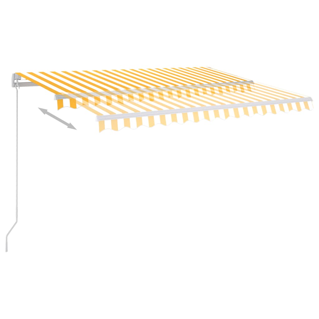 Ručně zatahovací markýza s LED světlem 300 x 250 cm žlutobílá