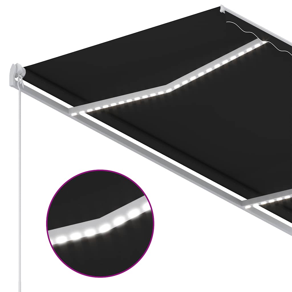 Ručně zatahovací markýza s LED světlem 300 x 250 cm antracitová