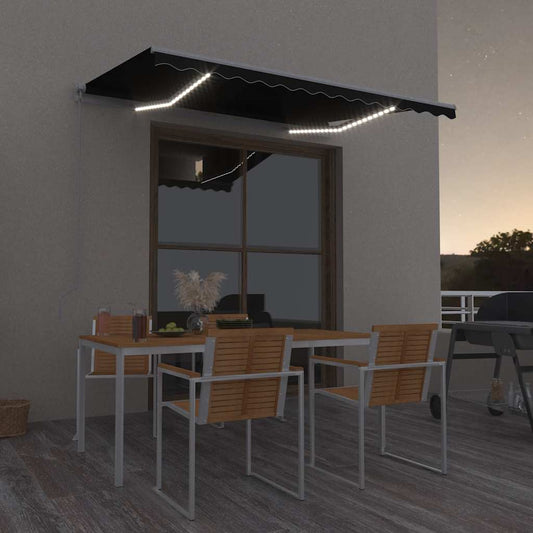 Ručně zatahovací markýza s LED světlem 300 x 250 cm antracitová