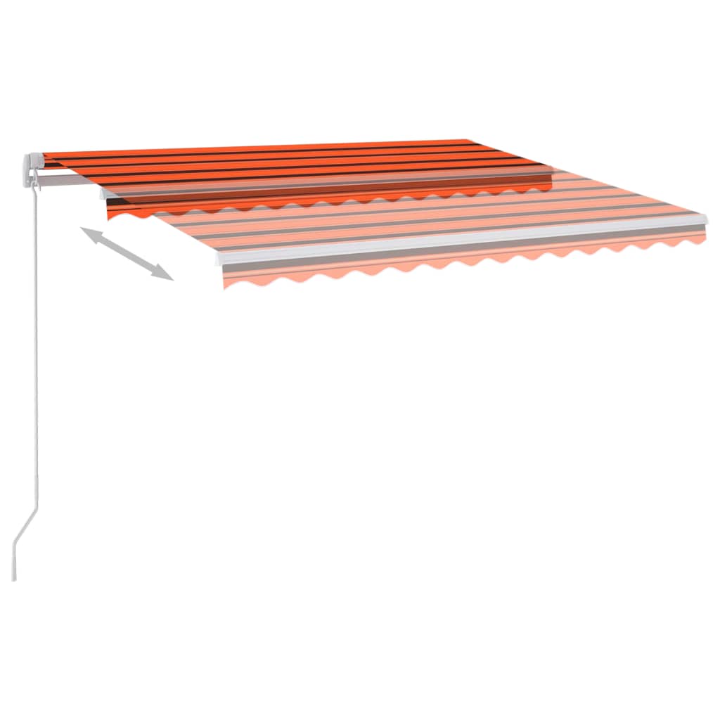 Ručně zatahovací markýza s LED světlem 300x250 cm oranžovohnědá