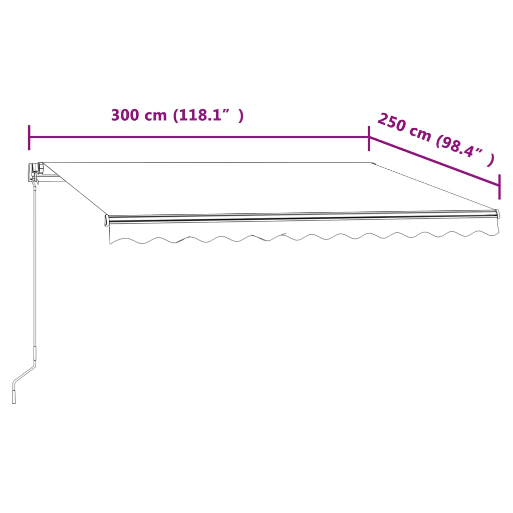 Automatická zatahovací markýza 300 x 250 cm modrobílá
