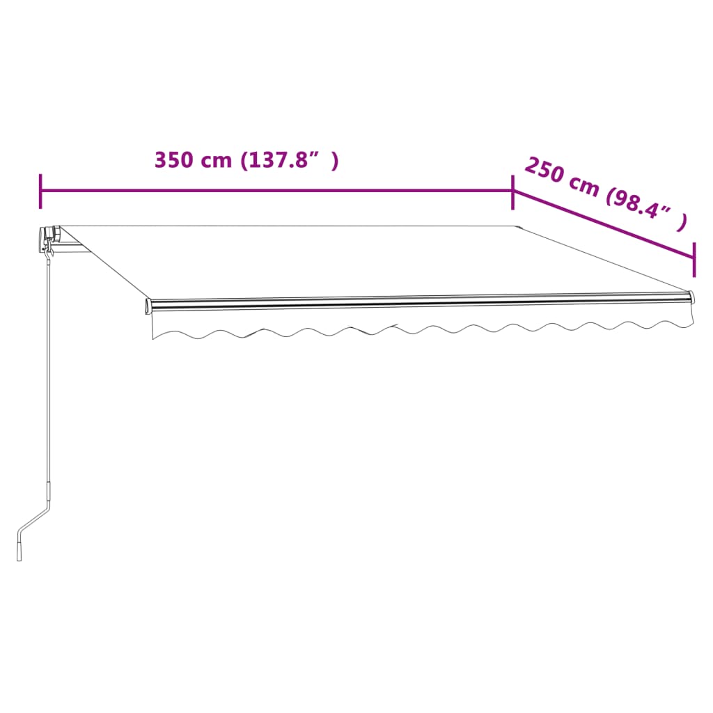 Automatická zatahovací markýza 350 x 250 cm krémová