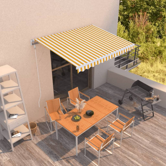 Automatická zatahovací markýza 350 x 250 cm žlutobílá