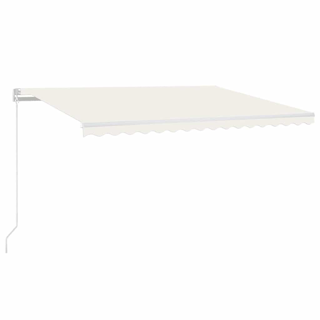 Ručně zatahovací markýza s LED světlem 400 x 300 cm krémová