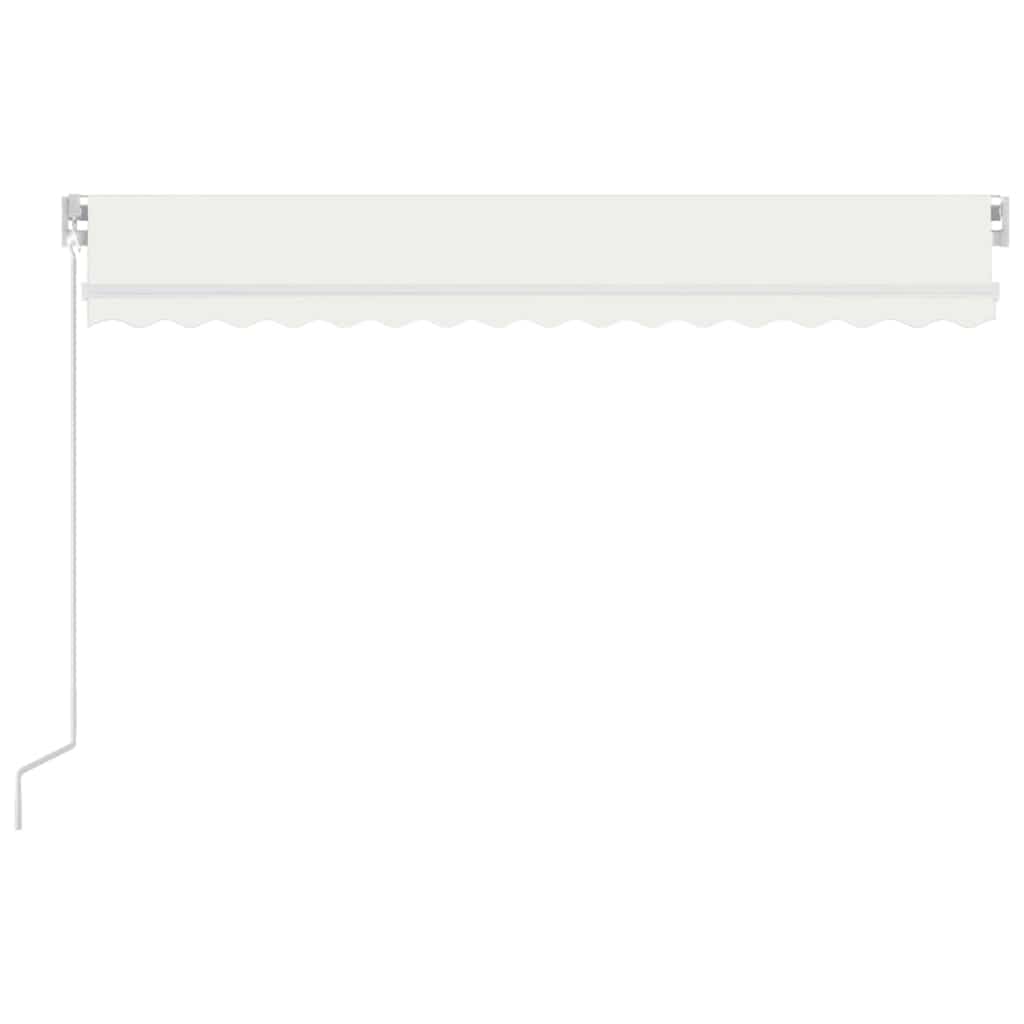 Ručně zatahovací markýza s LED světlem 400 x 300 cm krémová