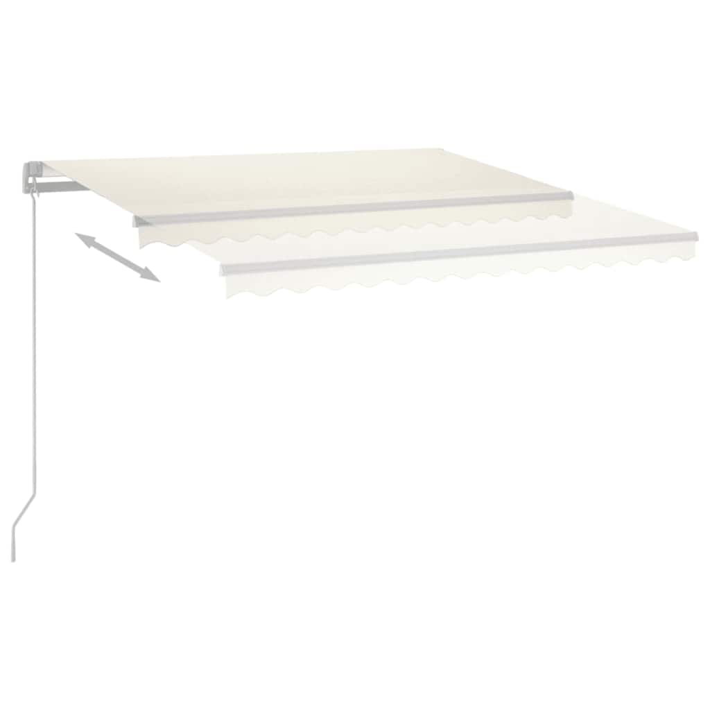 Ručně zatahovací markýza s LED světlem 400 x 300 cm krémová