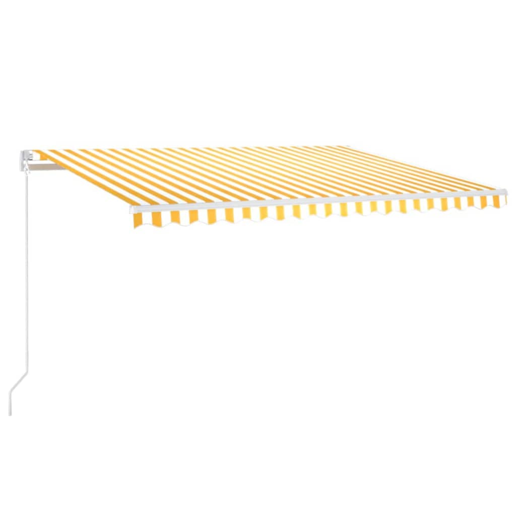Ručně zatahovací markýza s LED světlem 450 x 300 cm žlutobílá