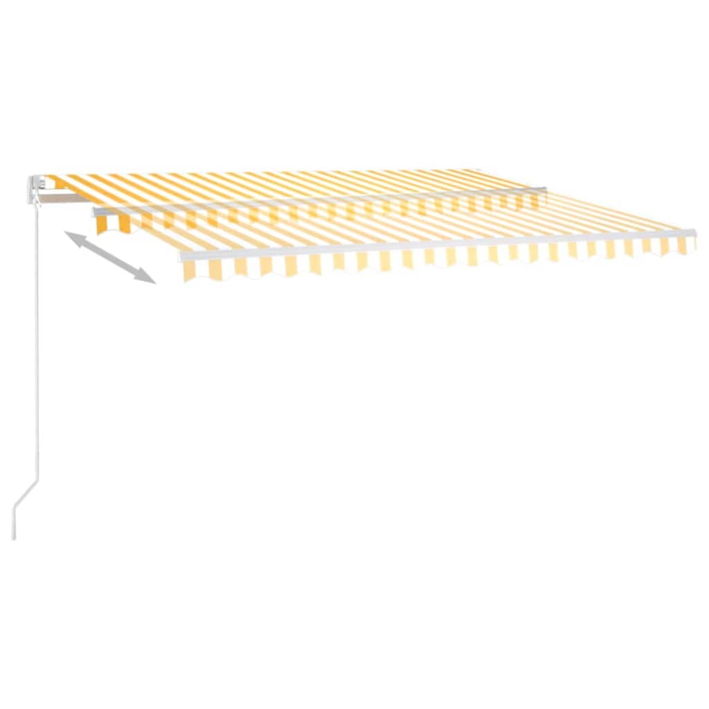 Ručně zatahovací markýza s LED světlem 450 x 300 cm žlutobílá