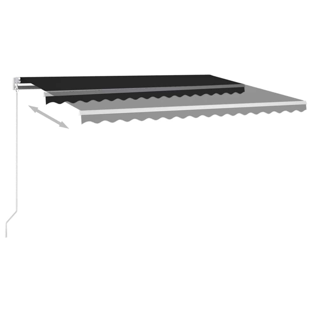 Ručně zatahovací markýza s LED světlem 450 x 300 cm antracitová