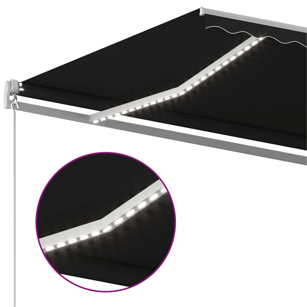 Ručně zatahovací markýza s LED světlem 450 x 300 cm antracitová