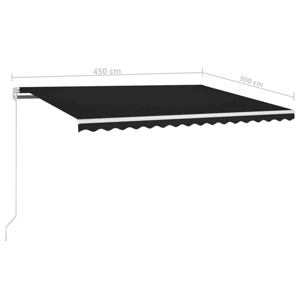 Ručně zatahovací markýza s LED světlem 450 x 300 cm antracitová