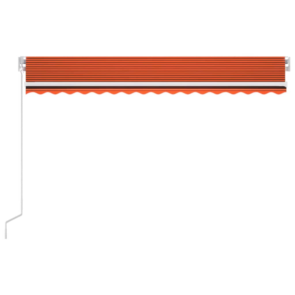 Ručně zatahovací markýza s LED světlem 450x300 cm oranžovohnědá