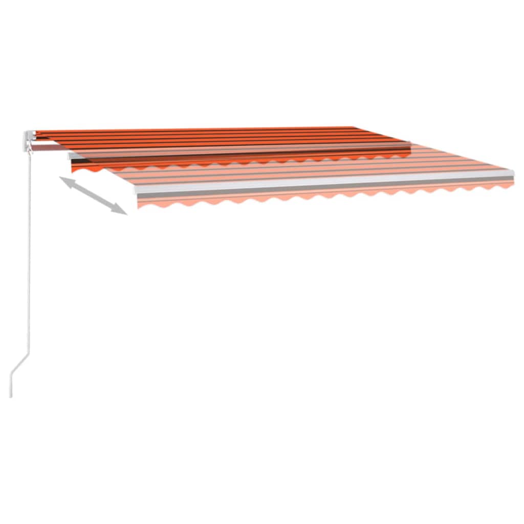 Ručně zatahovací markýza s LED světlem 450x300 cm oranžovohnědá