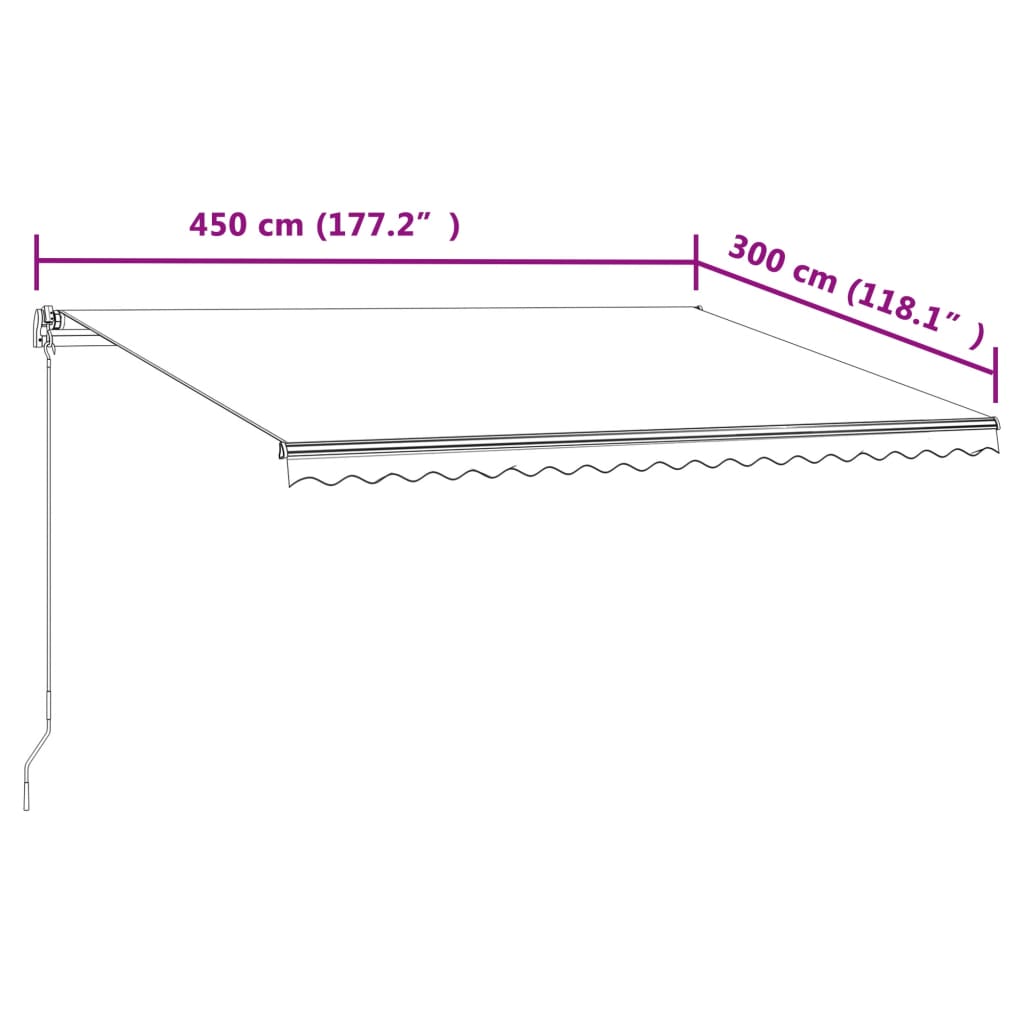 Automatická zatahovací markýza 450 x 300 cm žlutobílá