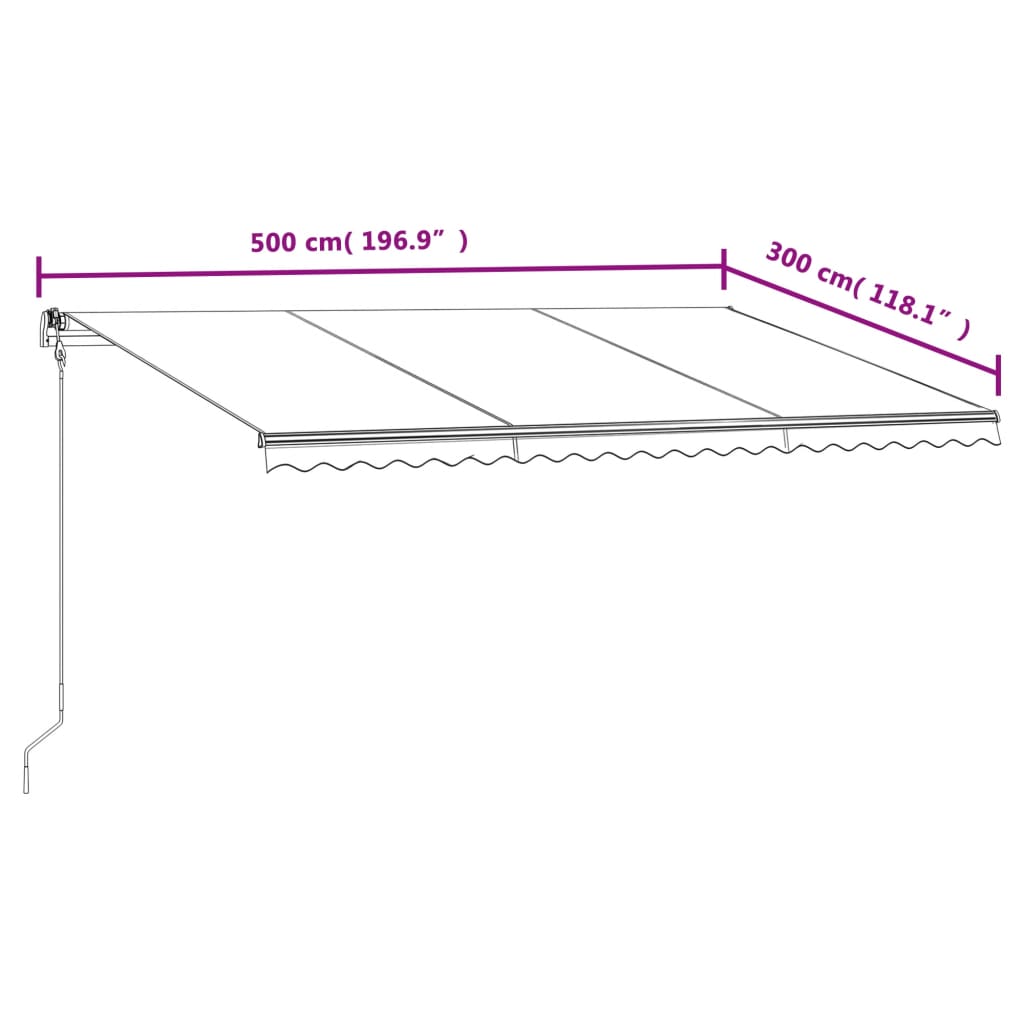 Automatická zatahovací markýza 500 x 300 cm žlutobílá