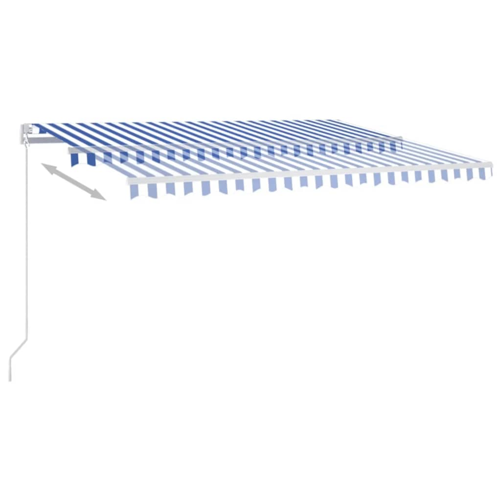 Ručně zatahovací markýza s LED světlem 400 x 350 cm modrobílá