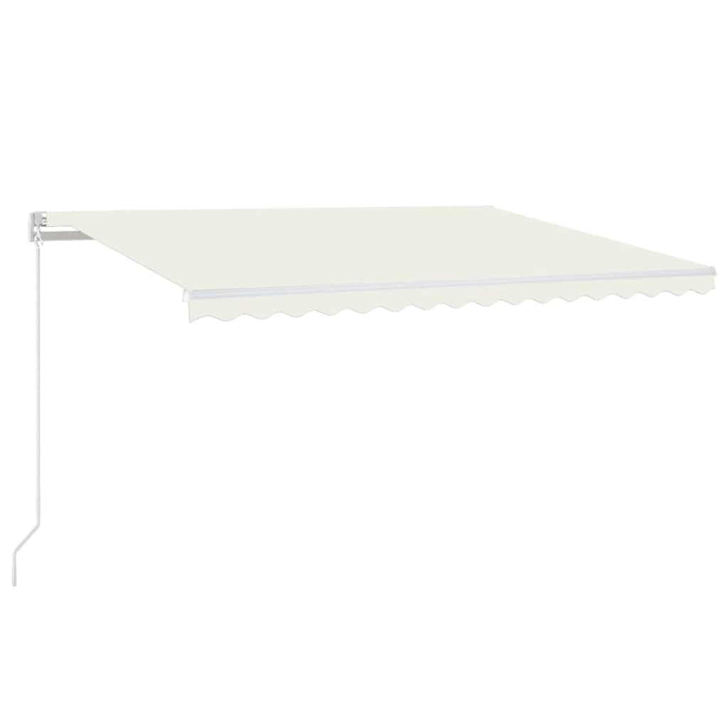 Ručně zatahovací markýza s LED světlem 400 x 350 cm krémová