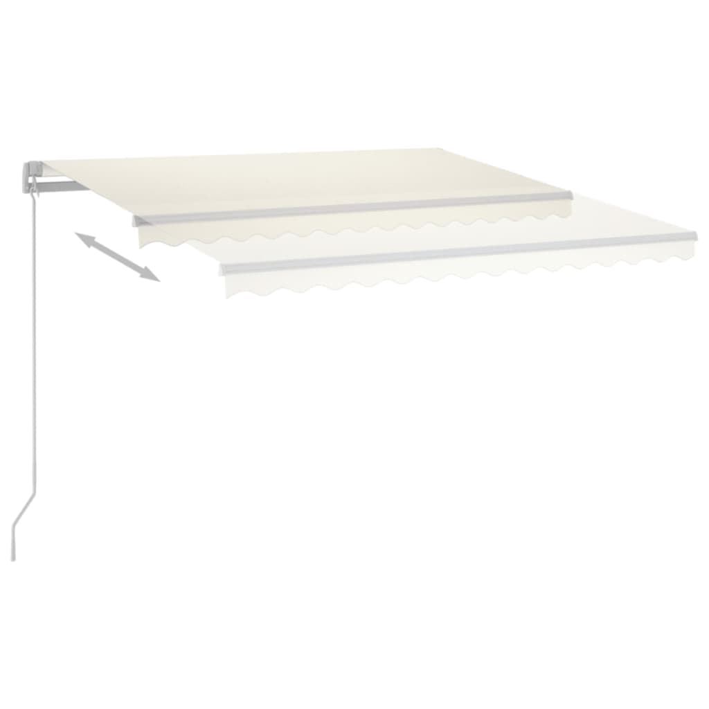 Ručně zatahovací markýza s LED světlem 400 x 350 cm krémová