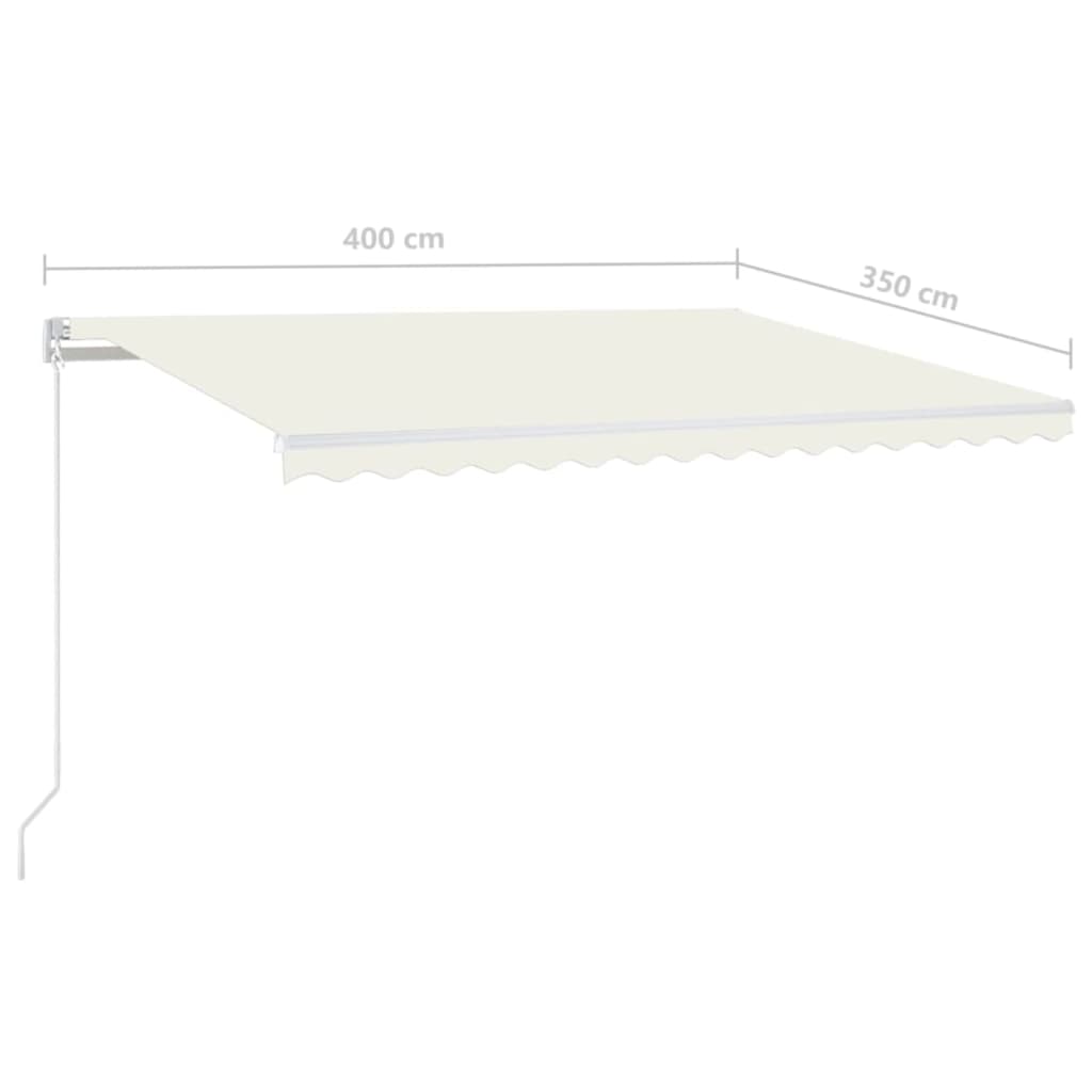 Ručně zatahovací markýza s LED světlem 400 x 350 cm krémová