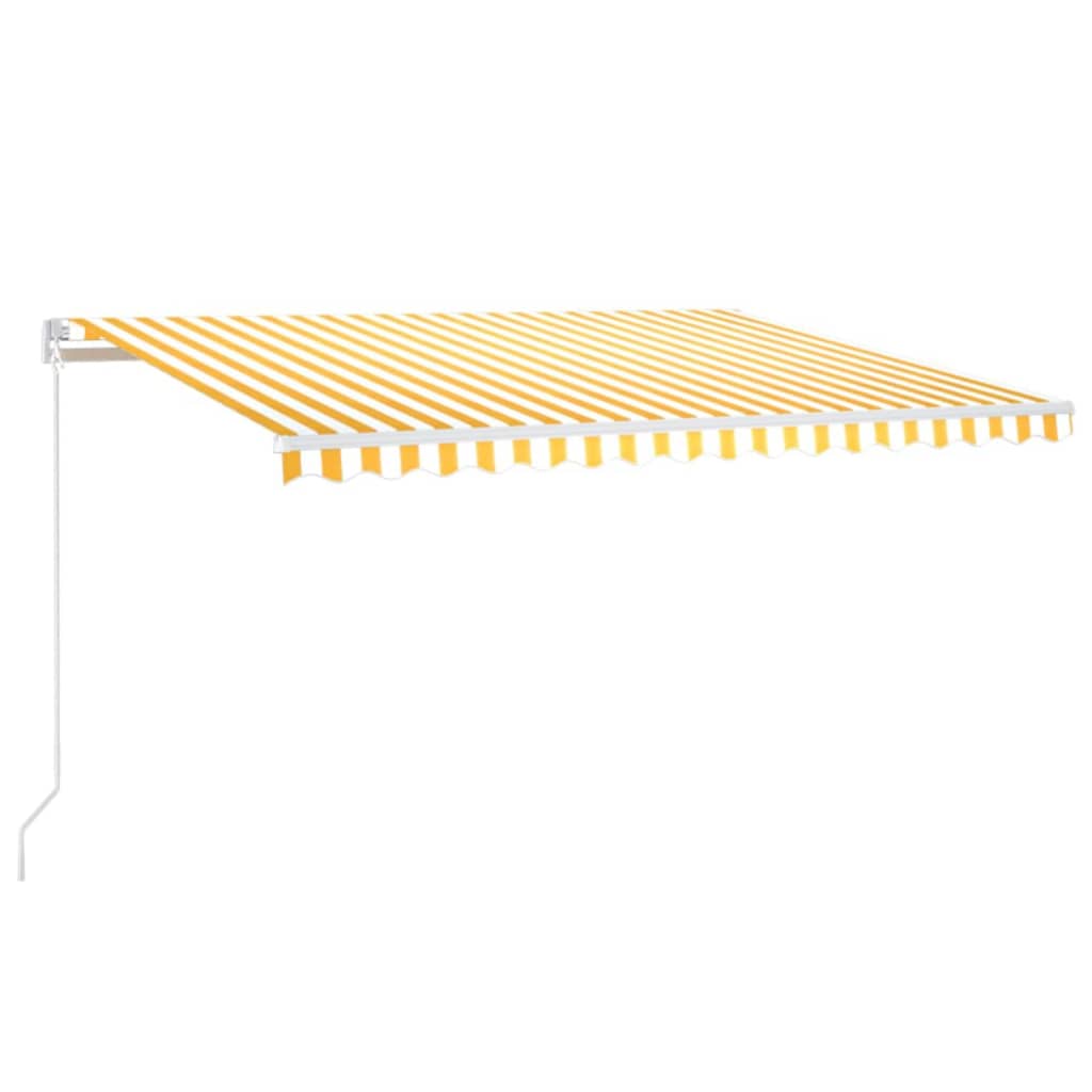 Ručně zatahovací markýza s LED světlem 400 x 350 cm žlutobílá