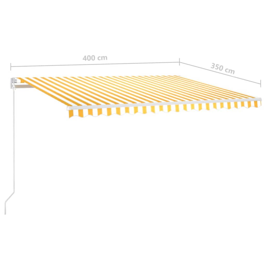 Ručně zatahovací markýza s LED světlem 400 x 350 cm žlutobílá