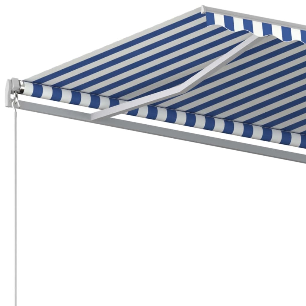 Ručně zatahovací markýza 450 x 350 cm modrobílá