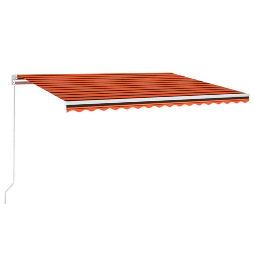 Ručně zatahovací markýza 450 x 350 cm oranžovo-hnědá