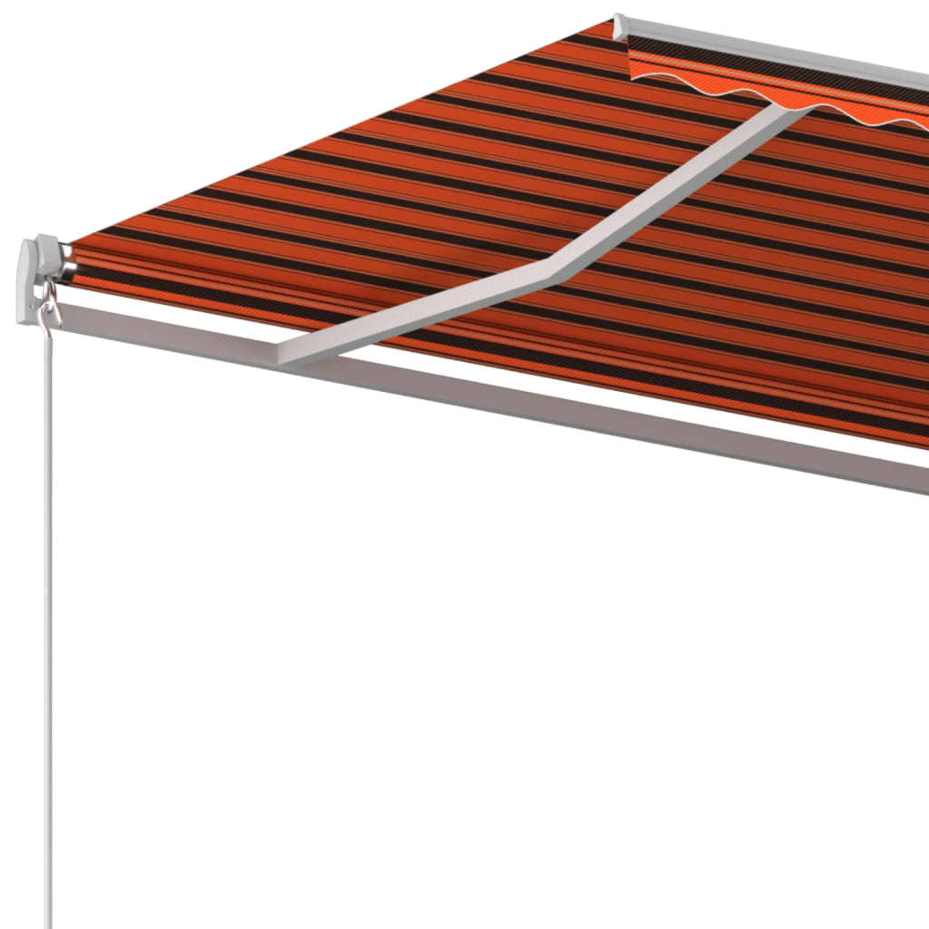 Ručně zatahovací markýza 450 x 350 cm oranžovo-hnědá