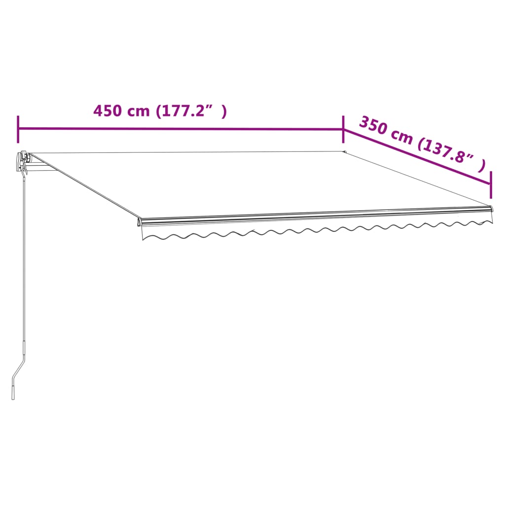 Automatická zatahovací markýza 450 x 350 cm antracitová