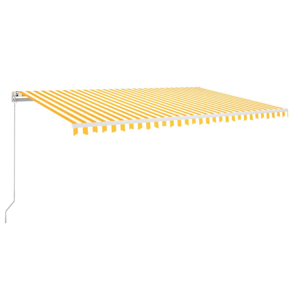 Ručně zatahovací markýza s LED světlem 500 x 350 cm žlutobílá