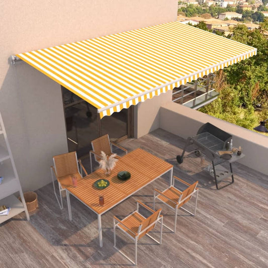 Ručně zatahovací markýza 600 x 350 cm žlutobílá